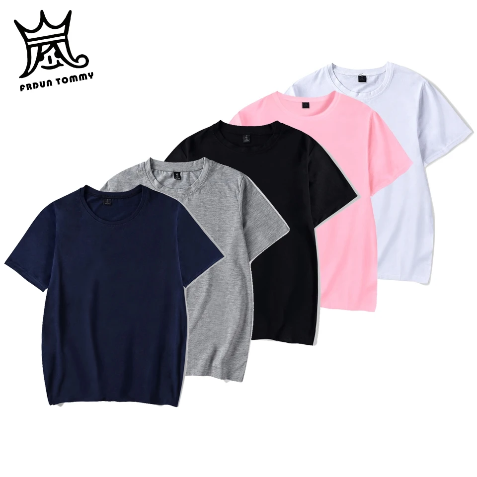 

FRDUN TOMMY 2019 Solid color T Shirt Mens Black And White cotton T-shirts Summer Skateboard Tee Boy Skate Tshirt Tops PLUS size