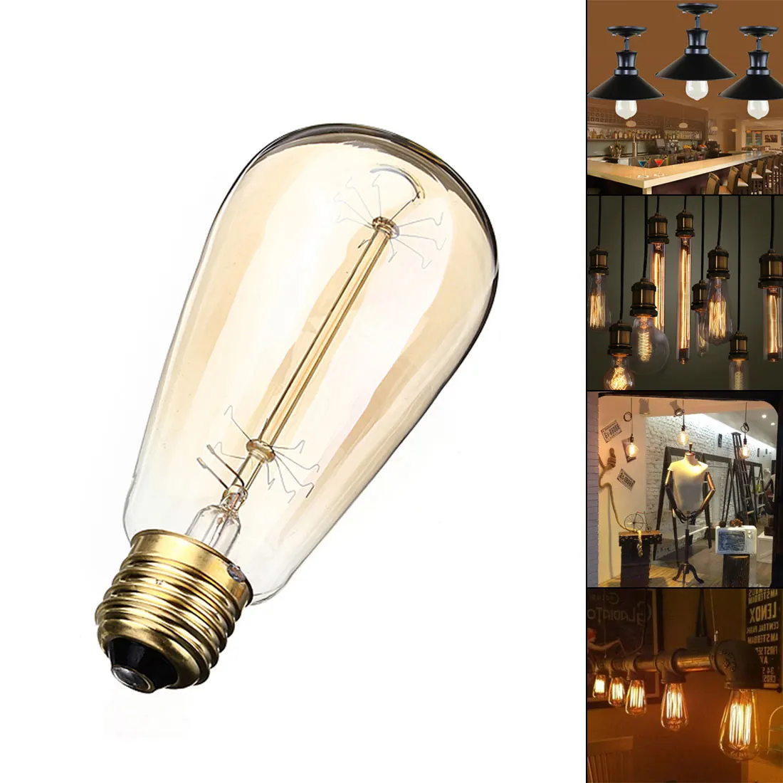 

60W 110V / 220V E27 Incandescent Bulb Warm White Light Retro Edison Style Filament Lamp Bulb