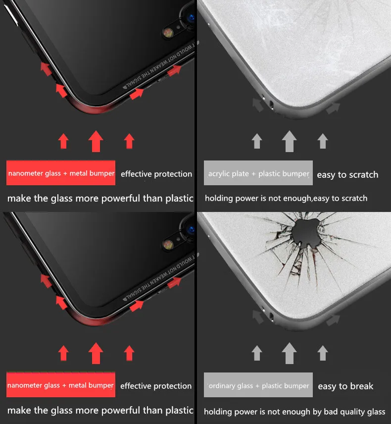 iphone metal bumper tempered glass case (8)