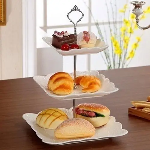 

3 Tier Stainless Steel Crown Wedding Desserts Fruits Cake Plate Stand！