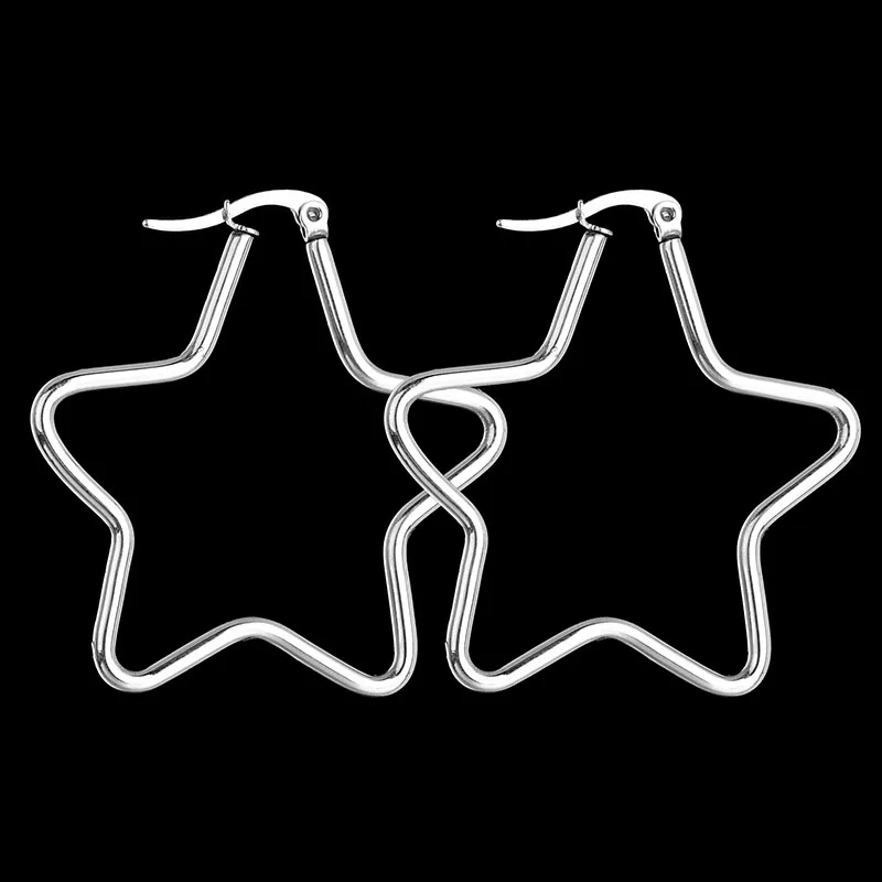 Простые серьги-кольца из нержавеющей стали в форме сердца/квадрата/звезды/круга для женщин, геометрические большие серьги с крючками, вечерние серьги