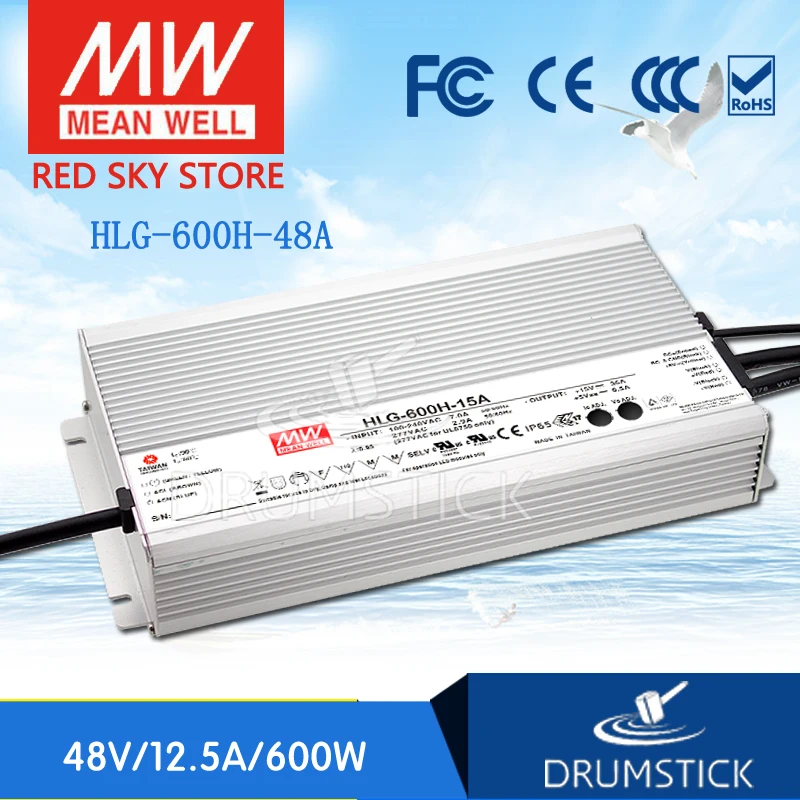 Redsky1 Hot! MEAN WELL original HLG-600H-48A 48V 12.5A meanwell HLG-600H 48V `600W Single Output LED Driver Power Supply A type