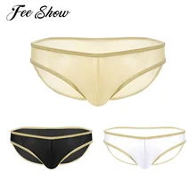 Мужское нижнее белье, сексуальные трусы, ультратонкая сетка, прозрачные трусы-сеточка, эластичный пояс, Нижнее белье Трусики-бикини
