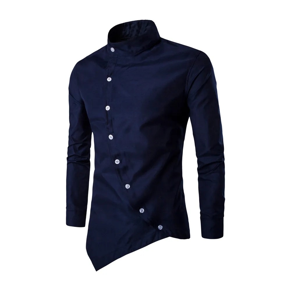 

Mens Casual Irregular Silm Fit Long Sleeve Shirt Button Blouse Tops Shirt