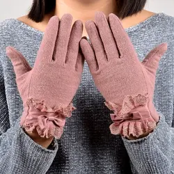[BYSIFA] женские розовые шерстяные варежки из кроличьей шерсти, перчатки, модные женские перчатки, элегантные кружевные вышитые