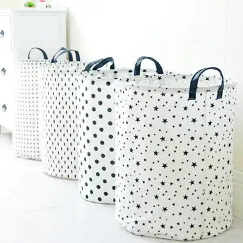 

Large Dots Five-pointed star Cloth Laundry Hamper Clothes Storage Baskets Home Clothes barrel Bags kids toys storage organizer