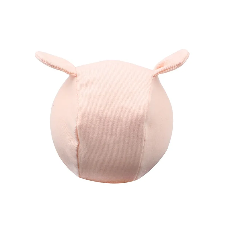 Cotton Cute Baby Girls Hat Lace Up Newborn Baby Beanie Pink White Soft Princess Girls Hat With Ears Spring Baby Girls Clothing (6)