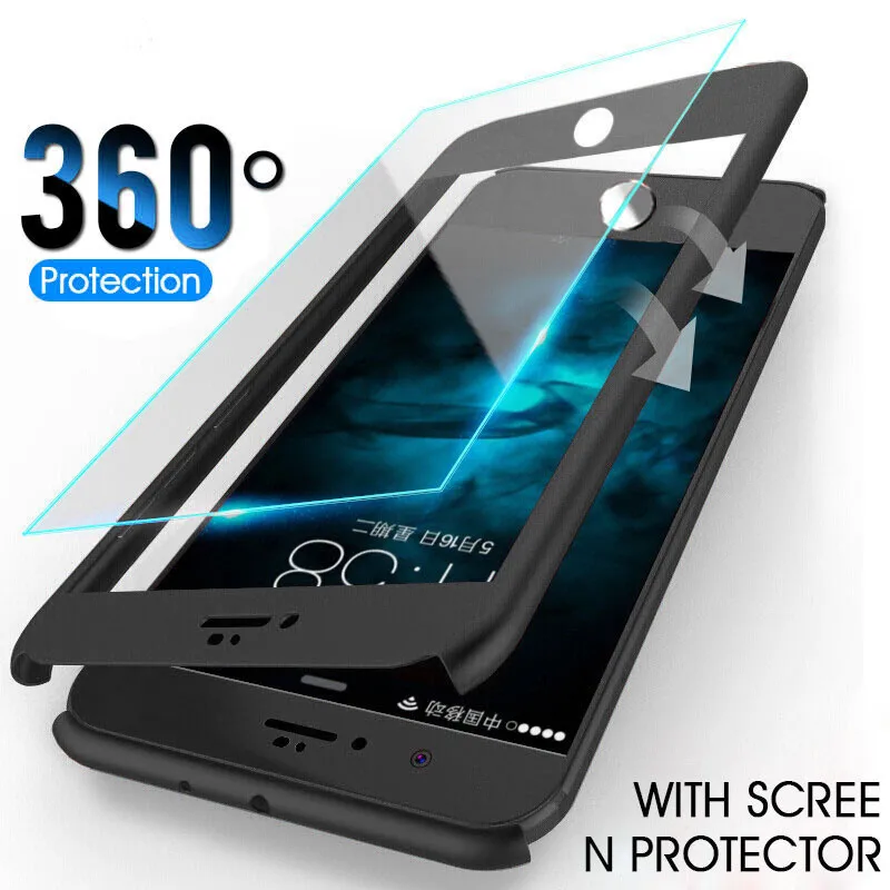 

360 Degree Full Cover Phone Case For iPhone 7 8 6 6s Plus X Protective Cases For iPhone 6 6s 7 8 Plus Tempered Glass