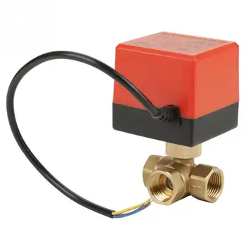

G1/2" DN15 Brass 3 Way 220VAC Motorized Ball Electrical Valve for Flow Control New