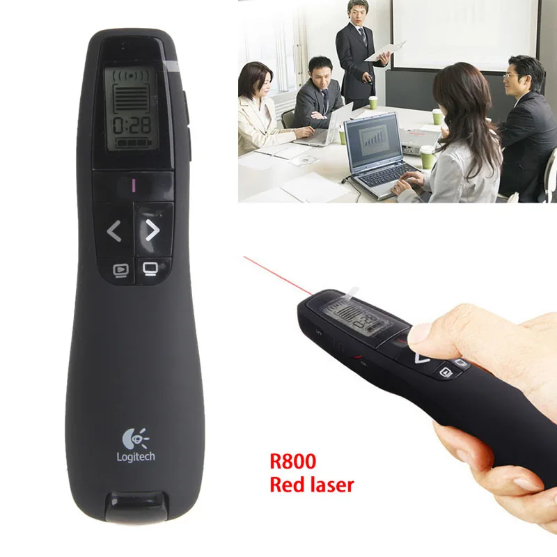 

Free shipping Pro Presenter Wireless Presenter 2.4GHz R800 Laser Pointer USB Receiver With Bag