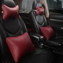 KKYSYELVA, Кожаный Автомобильный подголовник, подушка для шеи, поясничная поддержка для офисного стула, поясная поддержка спины, автомобильный Стайлинг