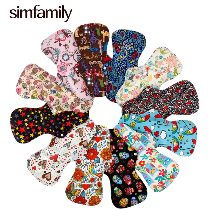 

[simfamily] 10PC Heavy Flow Pads Reusable Menstrual Cloth Mama Pads Sanitary Pads Bamboo Charcoal Inner Wholesale Selling