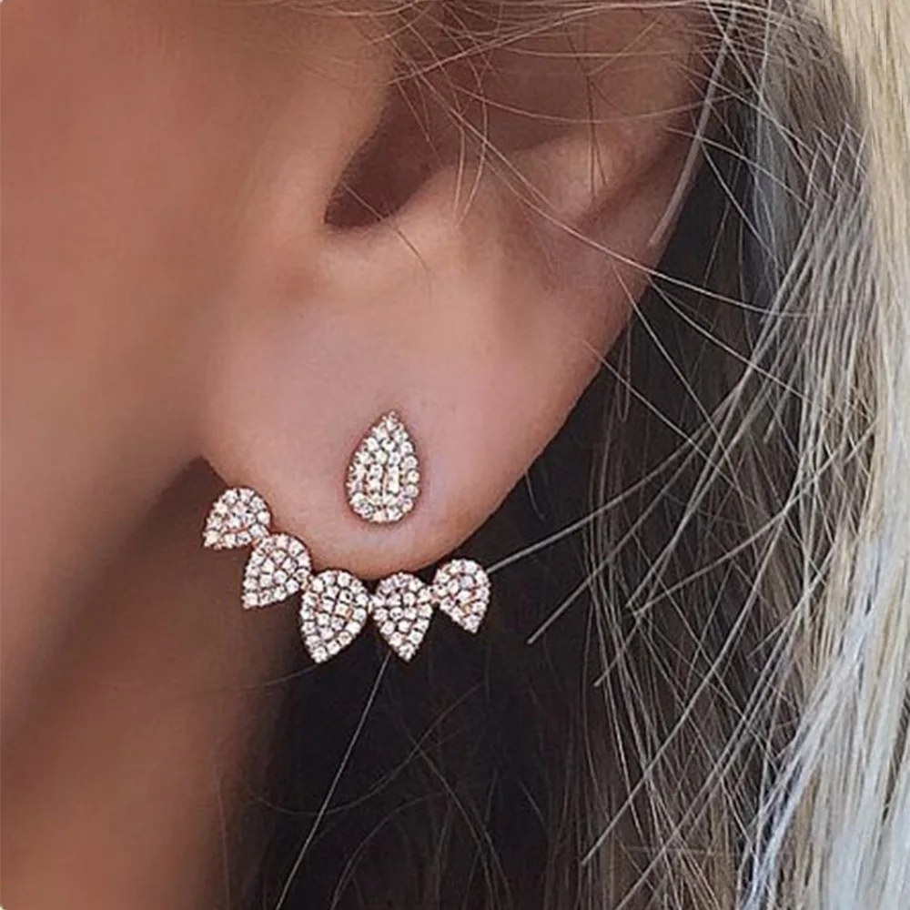 

1 Pair Gold Silver Rhinestone Crystal Ear Stud Simple Water Earrings Women New Fashion Jewelry Brincos #229335