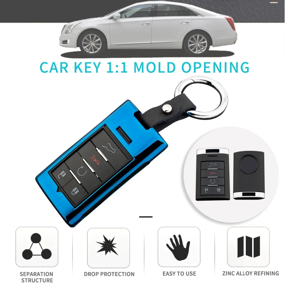 

Zinc Alloy+genuine leather Key Fob Cover protector for Cadillac Escalade BLS DTS CTS STS XTS ATS XT5 ATSL CT6 SRX Smart Remote