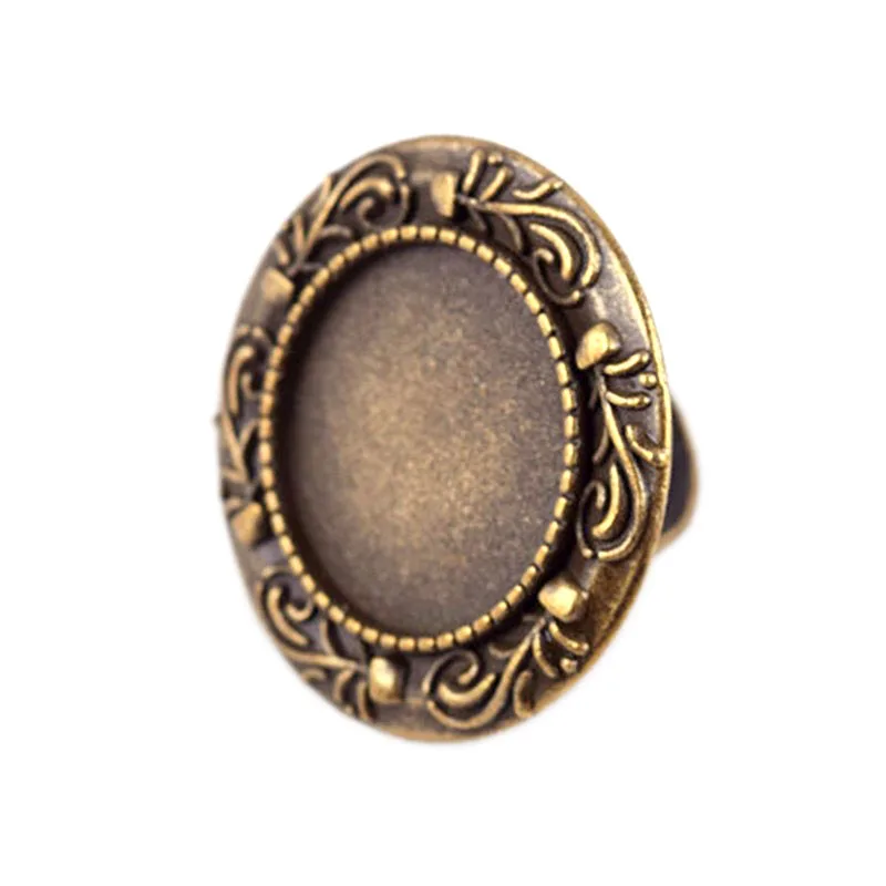 20Pcs Adjustable Ring Zinc Alloy Antique Silver Bronze Plated Blank Rings Setting Trays Bezel Fit 20mm Size Cabochon Cameo |