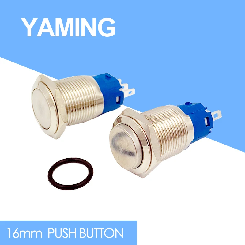 

1PC 16MM 3pins Self-locking Metal Button Switch maintained Fixed Latching Waterproof Car System Home use Car Dash High/Flat Head