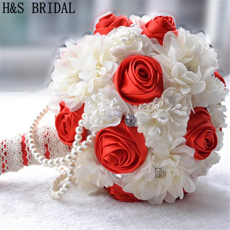 Best продажи арабском стиле подружки невесты цветок Свадебный букет искусственных цветок розы свадебные букеты с жемчугом кристалл