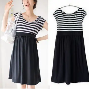 

New Arrival Maternity Dresses for Pregnant Women Loose Clothing Maternity Fashion Stripe Home Cotton Mother Clothes Hot Sale
