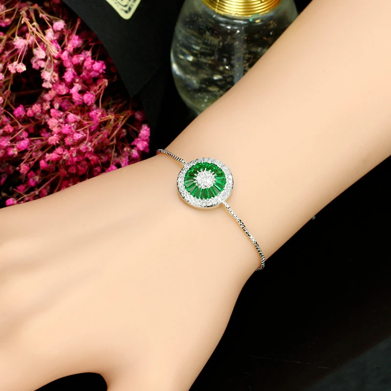 BeaQueen модный серебряный цвет круглый кубический цирконий кристалл Настройка Регулируемый браслет для женщин вечерние ювелирные изделия B125
