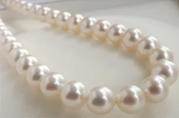 

AAAA 10-11MM PERFECT ROUND SOUTH SEA GENUINE WHITE PEARL NECKLACE 18" ^^^@^Noble style Natural Fine jewe (B0322)