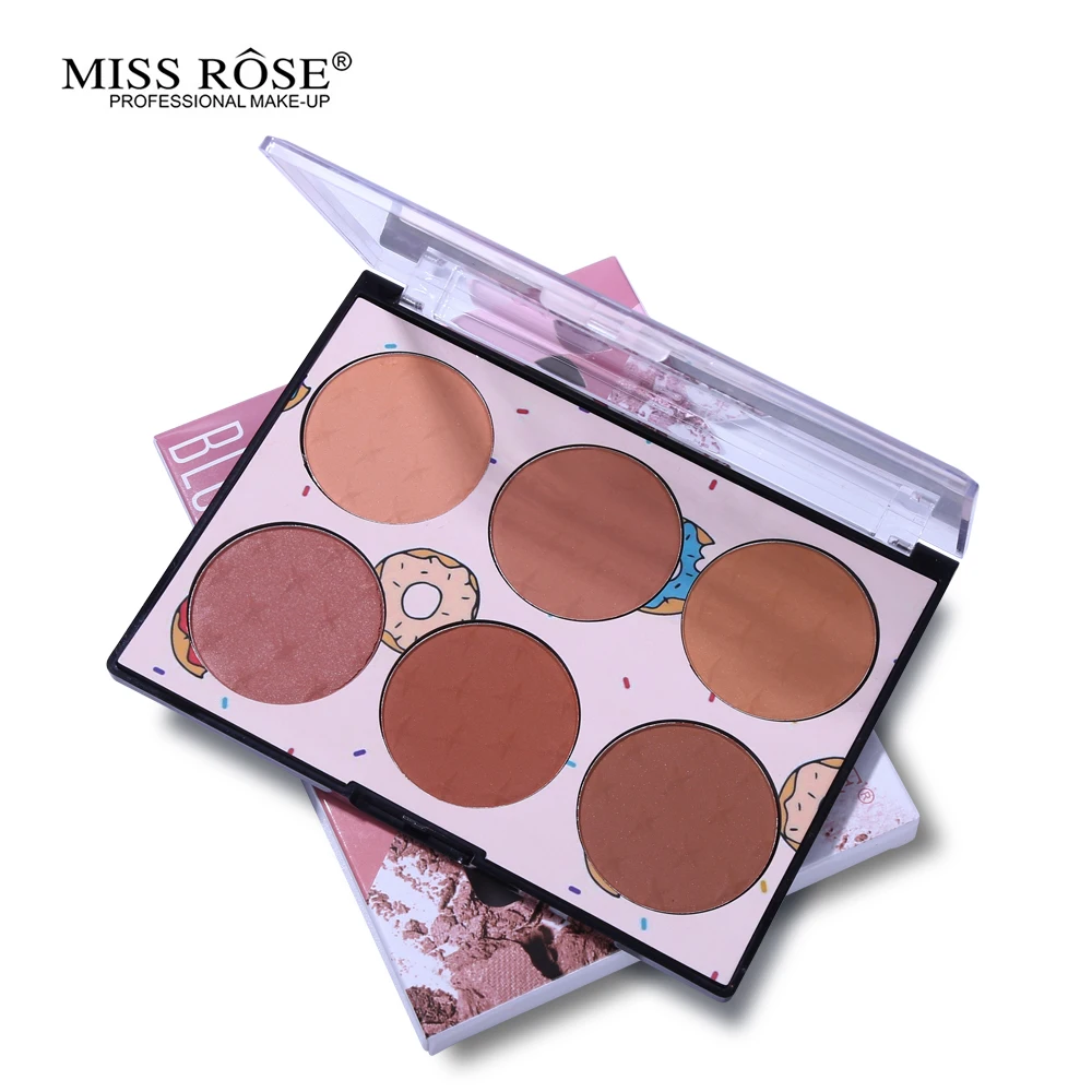 Miss Rose, 6 цветов, палитра румян для щек, водостойкая, для ухода, пудра, контур, бронзер, румяна, шелковистая пудра, макияж, Длительное Действие, для лица