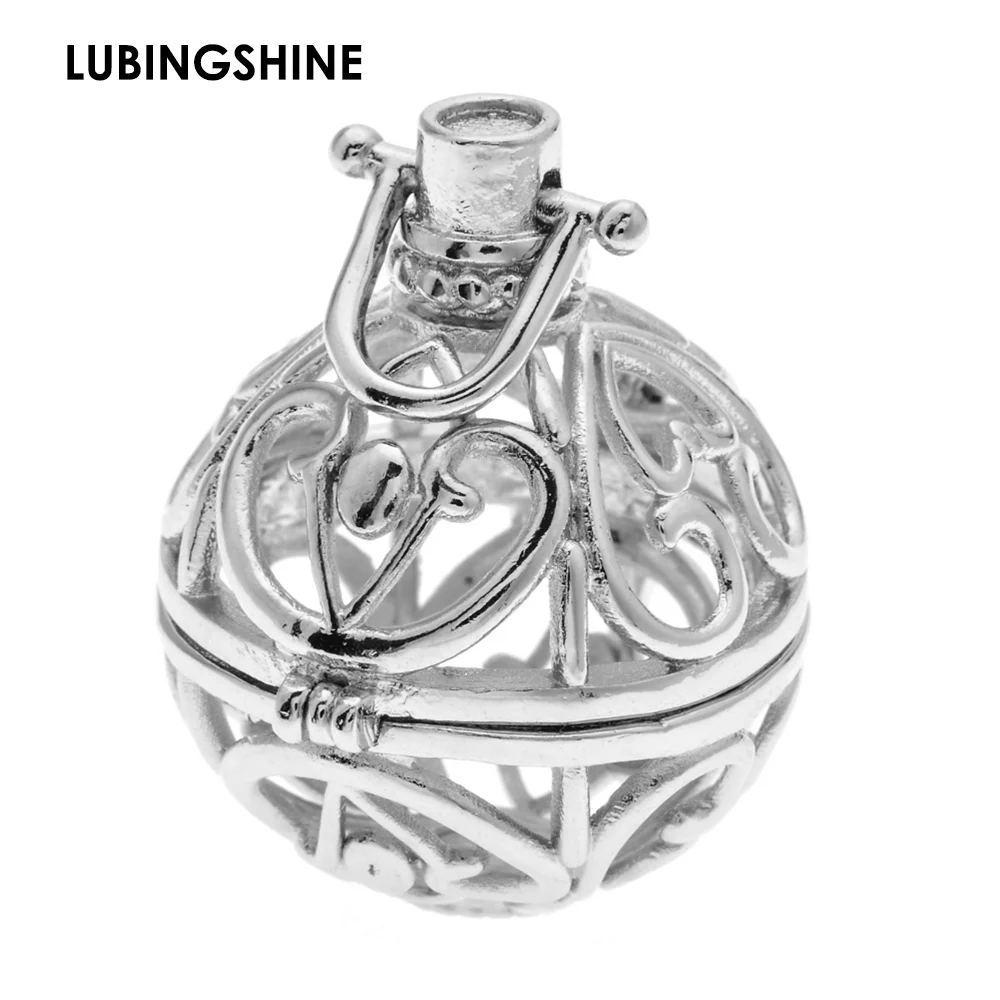 

5pieces /lot Diffuser Harmony Bola Pendant Hollow Cage Locket Aromatherapy Perfume Float Locket Wholesale DIY Gift JJAL C70