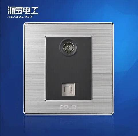 Free Shipping, POLO Luxury Wall Light Switch Panel, TV+COM Socket, Champagne/Black, Electric Socket, 10A, 110~250V, 220V Free Shipping, POLO Luxury Wall Light Switch Panel, TV+COM Socket, Champagne/Black, Electric Socket, 10A, 110~250V, 220V