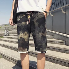 Камуфляжные укороченные брюки мужские Шорты повседневные карго корейские тонкие летние мужские повседневные шорты