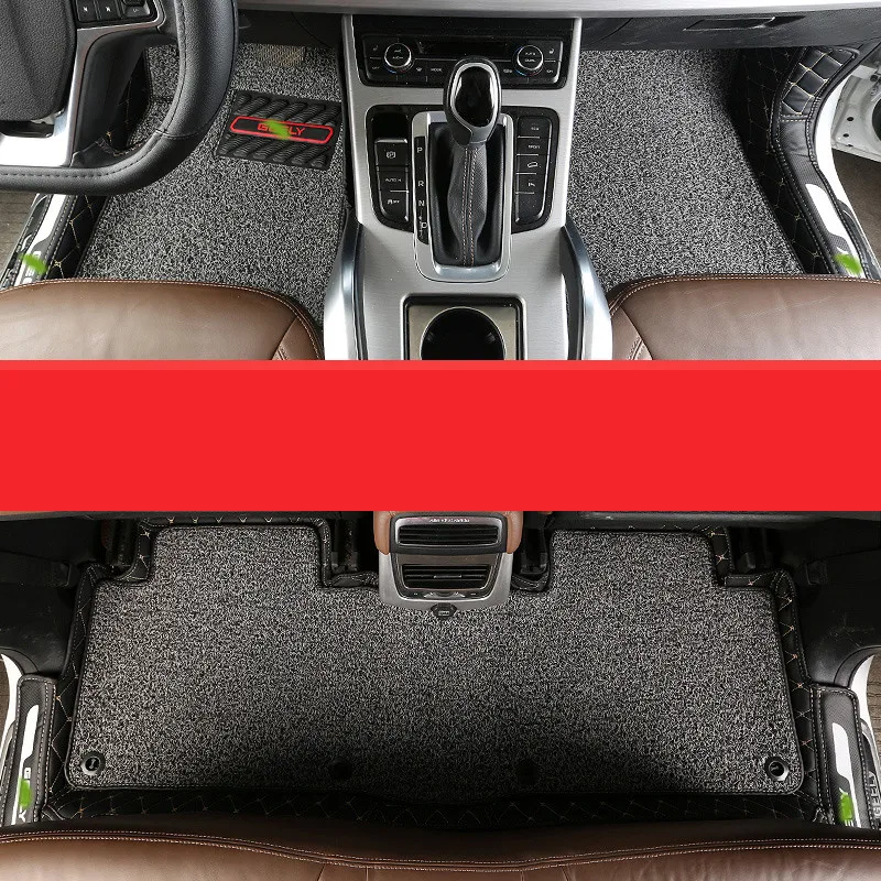 Автомобильный коврик для ног, большой, окруженный проволочным кольцом, коврик для ног, полный двойной коврик для ног, аксессуары для Geely Atlas Emgrand X7 Sport - Цвет: black