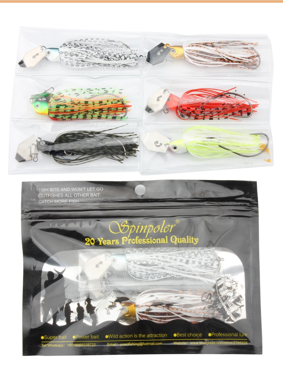 Spinpoler Fishing Lure Rotating Composite Sequins Spinner Bait 14g Lead Head Weight Spinnerbait With Soft Silicone Rubber Skirt  (9)