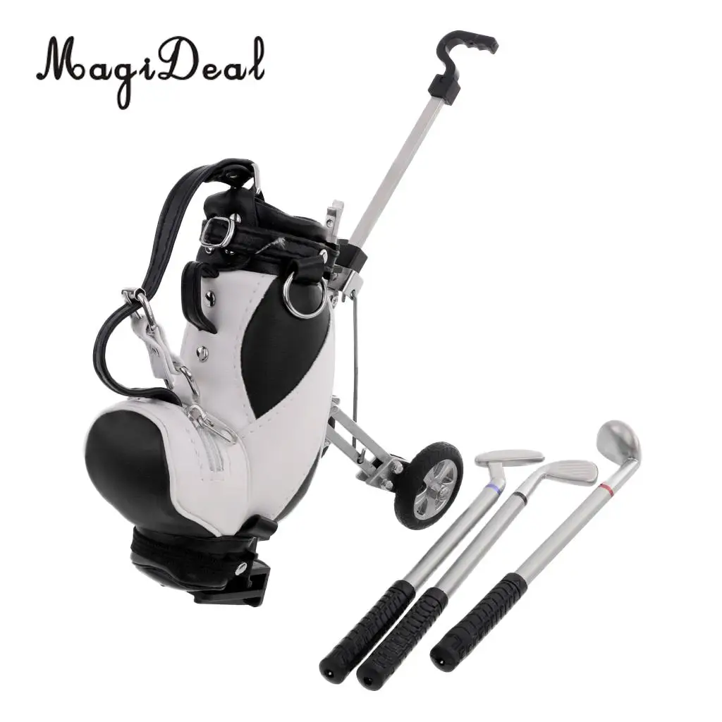 MagiDeal Mini Desktop Golf Cart Bag Holder and Golf Club Pen Home Office Novelty Gift - Send in Random Color