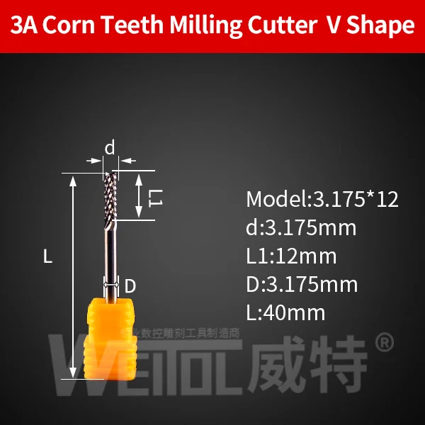 Weitol 3A 1 шт. 3,175/4/6 мм Вольфрам стальной нож для кукурузы цементная доска лиственных пород PCB режущий станок с ЧПУ фрезы для контурной обработки - Длина режущей кромки: 3AYM312