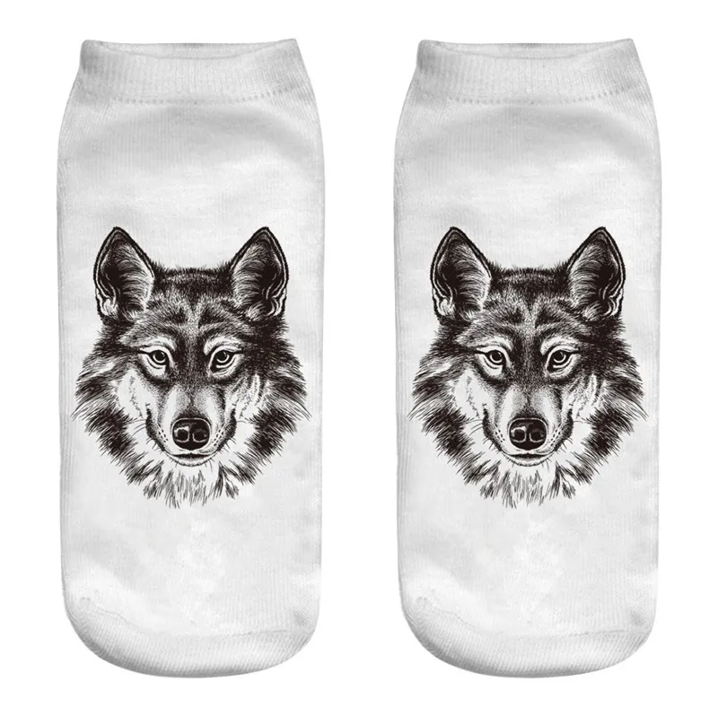Dreamlikelin 3D печати Для женщин носки Мода Low Cut лодыжки Женский Творческий Волк Дизайн Art смешные носки подарок для друга