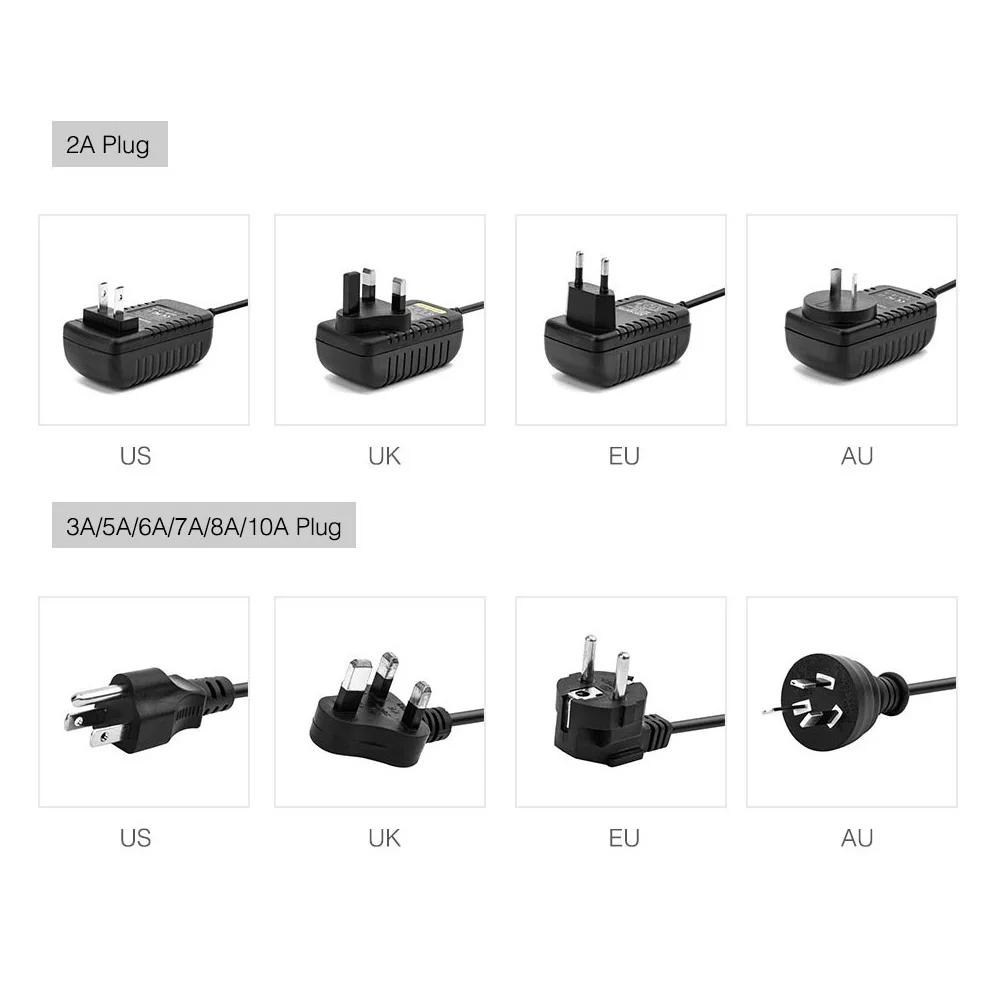 12V 1A 2A 3A 5A 6A 7A 8A 10A светодиодный Питание AC110-240V UK/US/EU/AU штекер адаптера для 2811 5050 3528 Светодиодные ленты светильник