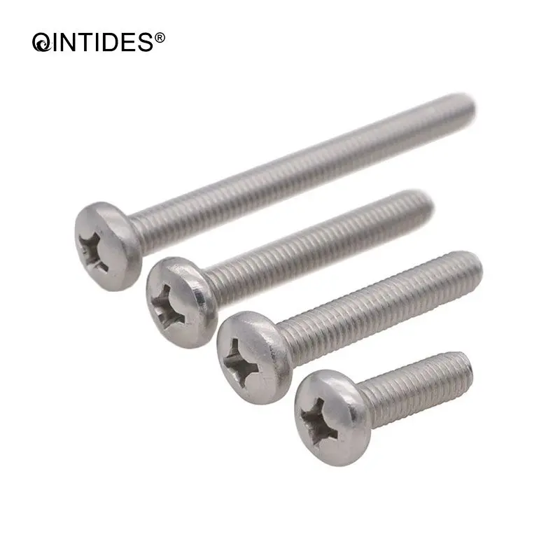 QINTIDES M4 M5 M6 Cross recessed pan head screws 316 stainless steel round head screw machine