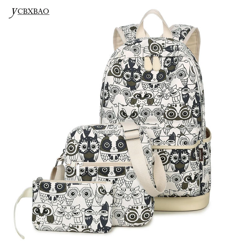 YCBXBAO Для женщин 2019 милое животное, сова холщовый рюкзак с принтом Школьные Рюкзаки рюкзаки сумки для девочек-подростков; mochila de mujer