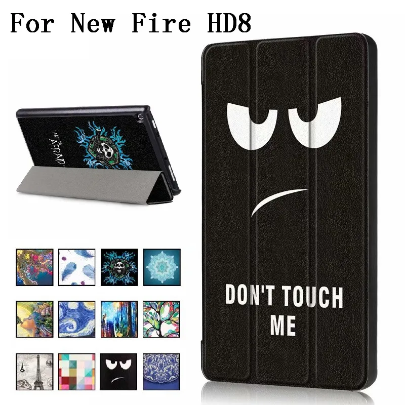 

Tri-fold PU Leather Case For Amazon Kindle Fire HD 8 Case 2018 2017 2016 Smart Shockproof Hard Cover For Kindle Fire HD8 8th 7th