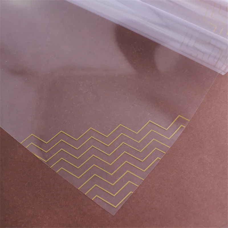 

20pcs/lot Transparent Cellophane Paper with Gold Border Waterproof Floral Wrapping Paper Party Decoration Paper