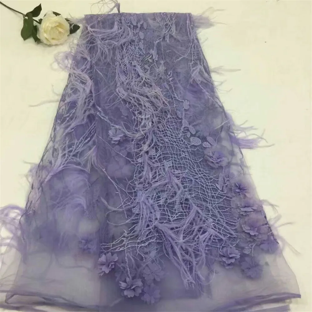 

French Net Lace Fabric with feathers for favorite dress African lace Fabric Nigerian lace fabric with feathers HX344-2