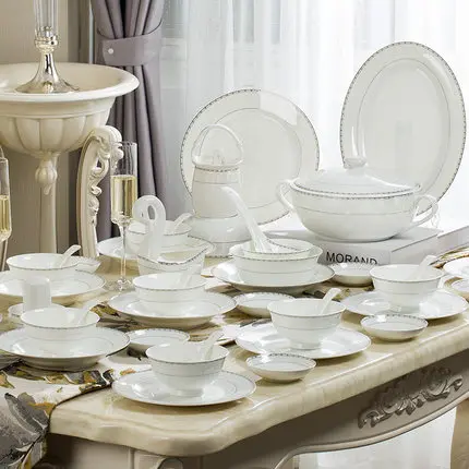 

2019 Fashion Bone China Tableware Set Tableware Ceramics Home American Bowl Dishes Tableware Combination Western Dinnerware Sets