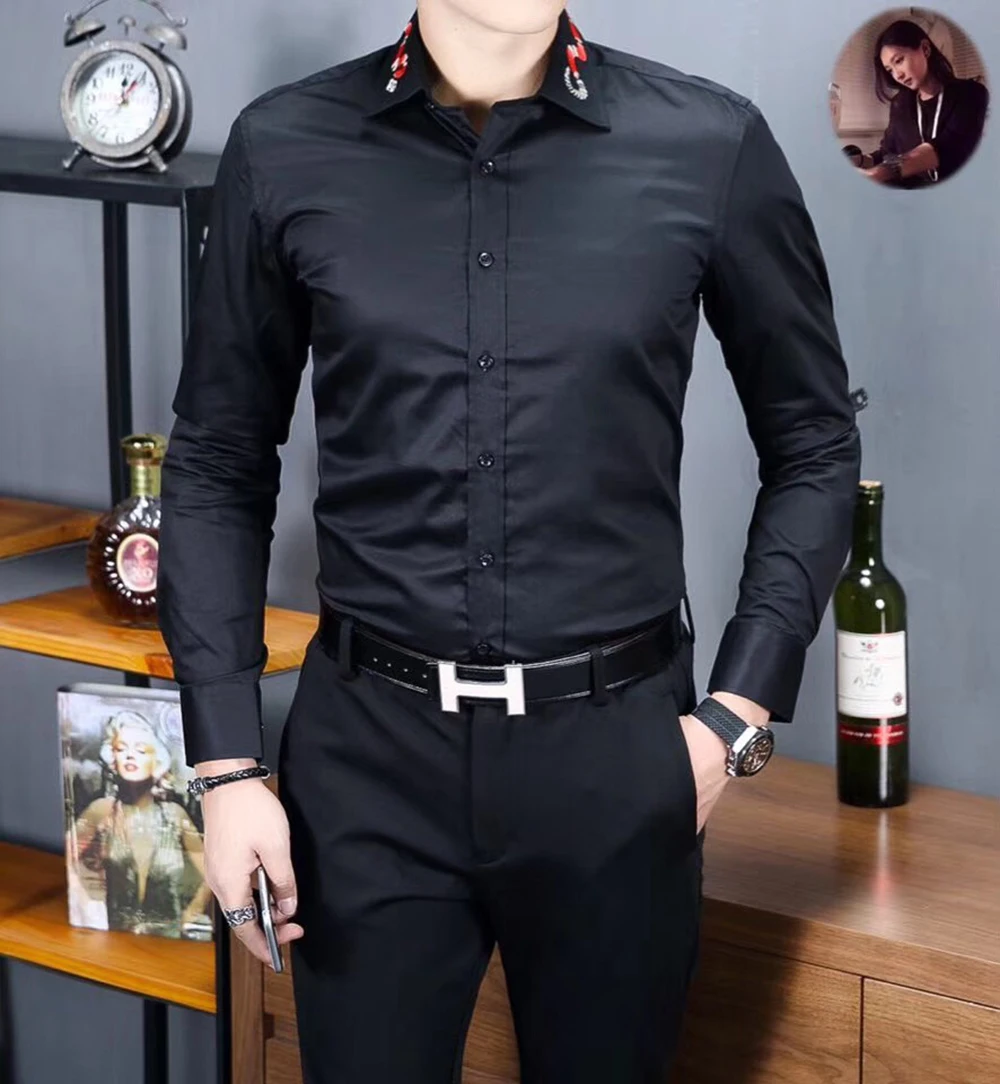 DUYOU Мужская однотонная Повседневная рубашка мужская брендовая одежда рубашка с длинными рукавами Мужская рубашка наивысшего качества из чистого хлопка плюс размер DY2127