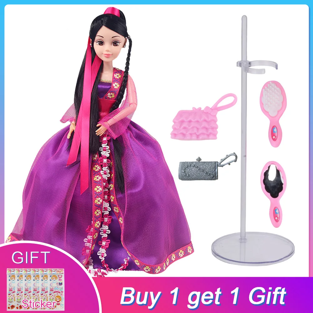

UCanaan Princess Hua MuLan Doll Fashion Toys Wedding Dresses Long Thick Hair Joint Body Dolls Christmas Gift for Children