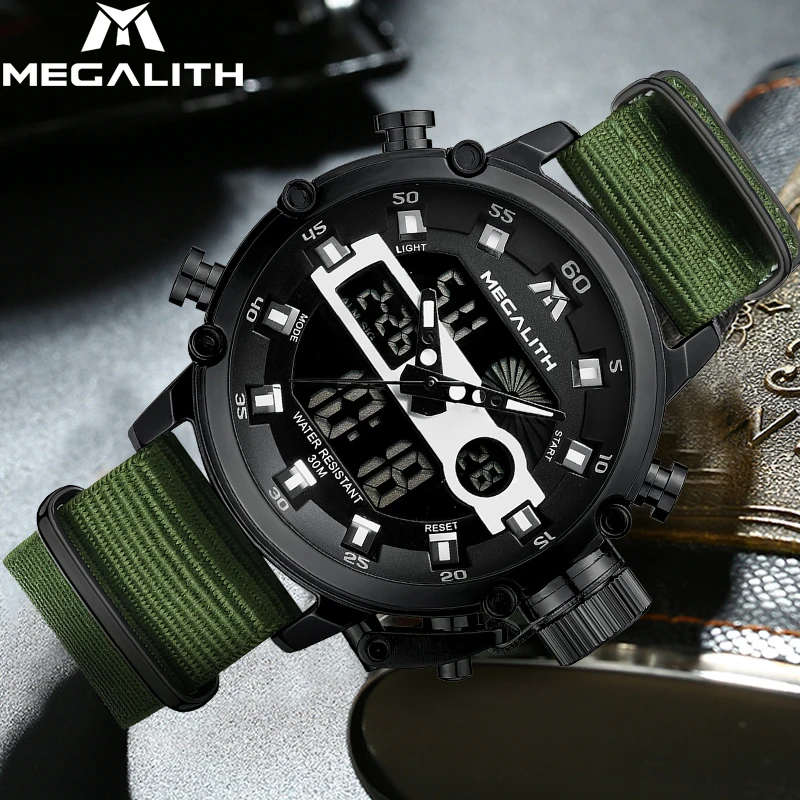 

MEGALITH Top Brand Luxury Men Watch Luminous Waterproof Quartz Watch Men Fashion Sport LED Digital Clock Male Relogio Masculino