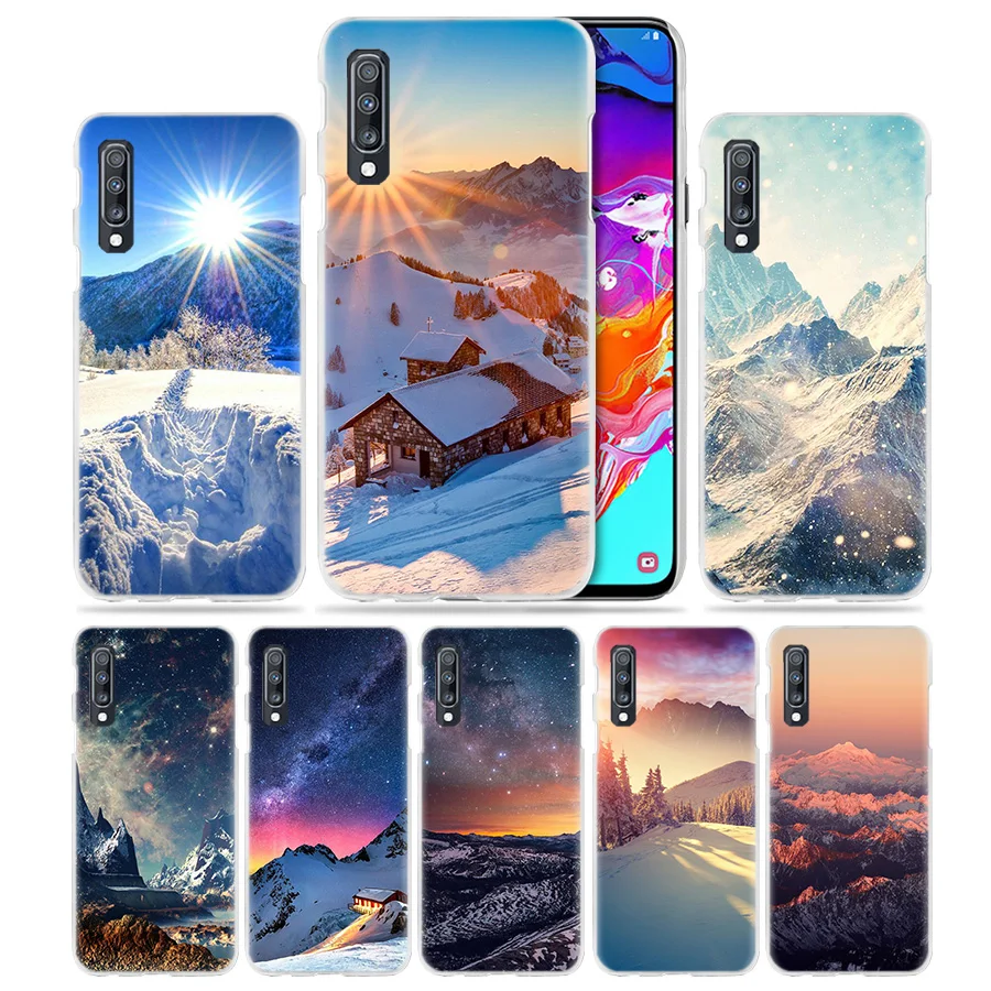 Фиолетовый зимний чехол для samsung Galaxy A50 A70 A20e A40 A30 A20 A10 A8 A6 плюс A9 A7 Прозрачные Жесткие защитные чехлы чехол для телефона горный велосипед