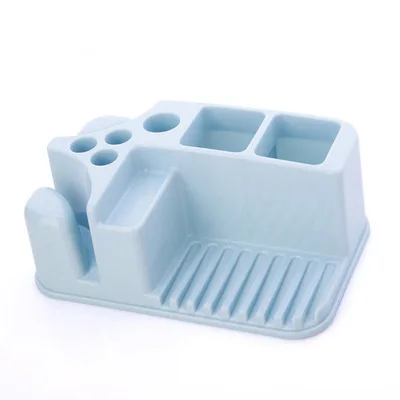 Коробка для хранения чашек для зубных щеток для ванной комнаты, органайзер для косметики, компактный пластиковый контейнер для мыла - Цвет: Синий