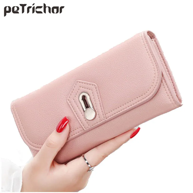 2017 New Design Women Clutch Wallet Solid Hasp Multifunctional Purse PU Leather Carteira Feminina For Coin