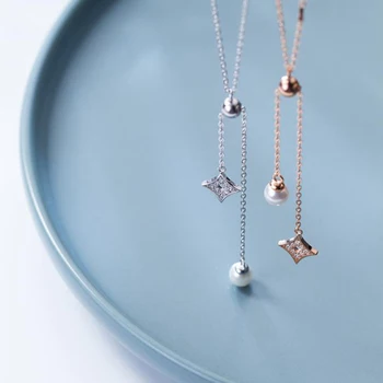 

Pearl Pendants Simple Necklace 925 Silver Kolye Charm Minimalism Vintage Boho Bijoux Femme Collier Necklace Women Jewelry Joyas