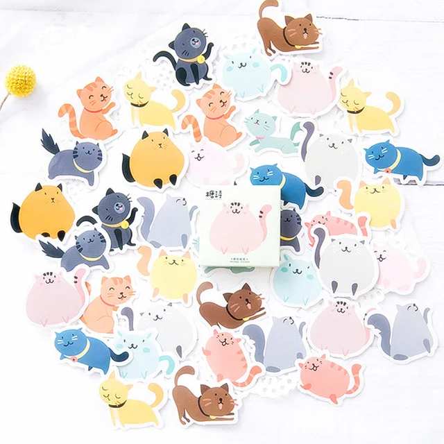 

40pcs/lot Small Fat Cat Wall Sticker Beautiful Butterfly for Kids Room Wall Decals Home Decoration On the Wall