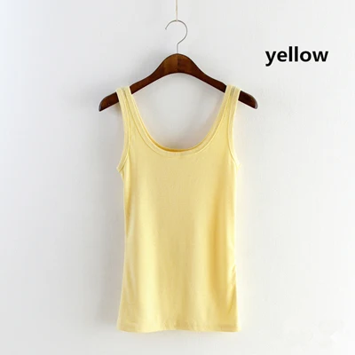 Новое поступление мягкой трикотажной резинке майка Для женщин 9 Цвета повседневная одежда жилеты высокое качество летний топ Haut Женская бритва - Цвет: yellow