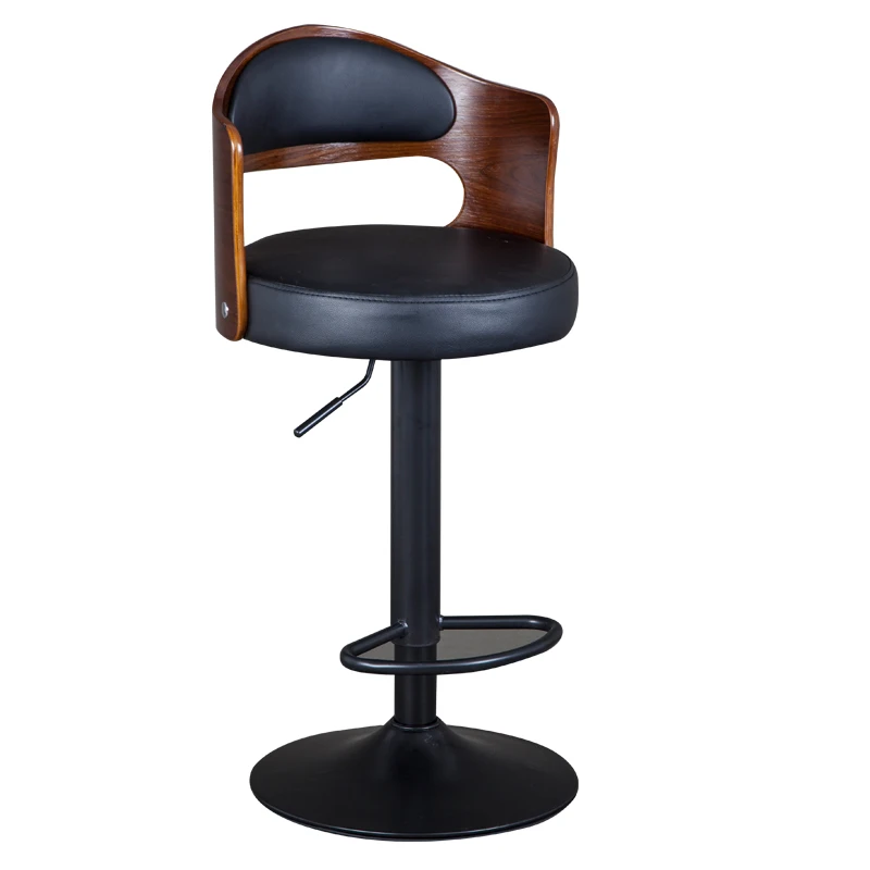 

10%Solid wood bar stool European bar stool home retro backrest lift rotating high stool front desk cashier bar chair